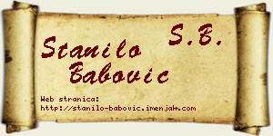 Stanilo Babović vizit kartica